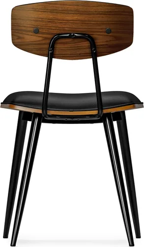 Miniatura 5 de SIMPLIHOME Mavis - Juego de 2 sillas de comedor con marco de hierro moderno de mediados de siglo y sillas de cocina de piel sintética vegana en Negro