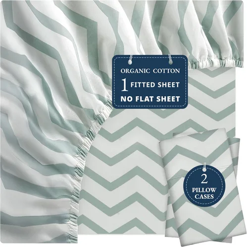 Miniatura 33 de LANE LINEN Juego de 2 piezas con sábana bajera de 100% algodón orgánico tamaño individual y 1 funda de almohada, tejido de percal ligero, suave