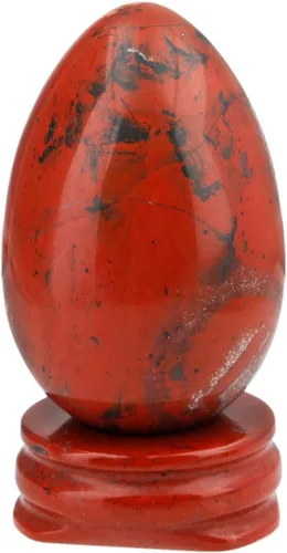 Miniatura 8 de Nupuyai Huevo de cristal decorativo pulido de 1.8 pulgadas con soporte redondo de piedra, estatua de piedra curativa tallada ovalada para mesa