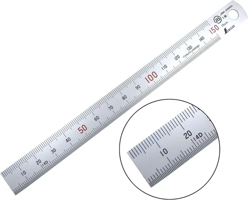Shinwa regla rígida de 150 mm (15 mm x 0.5 mm) de acero inoxidable cromado satinado sin reflejo para maquinista e ingeniero con graduaciones en mm y