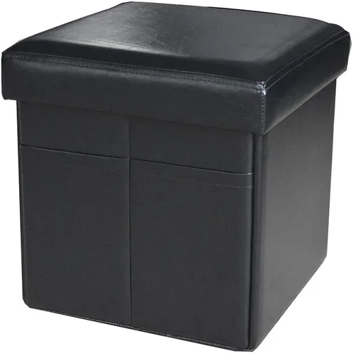 Miniatura 5 de Attraction Design Banco otomano de almacenamiento de piel sintética, taburete reposapiés plegable, asiento acolchado, cubo de almacenamiento, banco