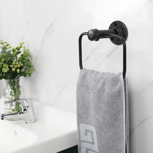 Miniatura 4 de NearMoon Juego de accesorios de baño de tubería industrial de 4 piezas, incluye barra de toalla de 18 pulgadas, anillo de toalla, soporte para papel