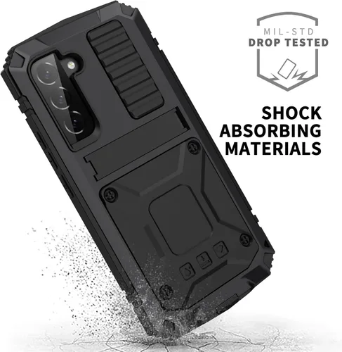 Miniatura 2 de Simicoo Samsung S22 - Funda de metal con protector de pantalla y protector de cámara, resistente a los golpes, con soporte, cubierta completa