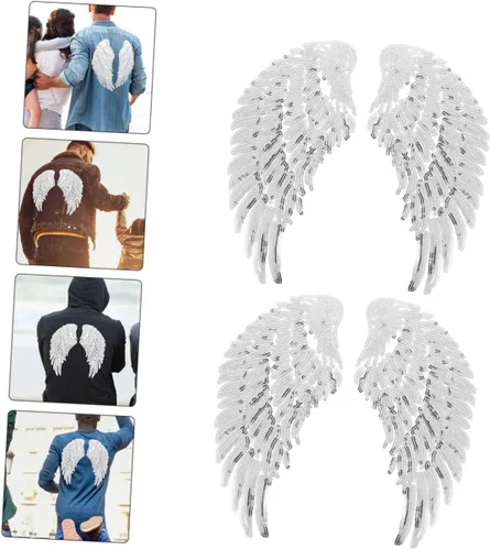 Miniatura 9 de 2 pares de apliques de alas de ángel de lentejuelas para decoración de ropa de bricolaje, accesorios de ropa para manualidades bordadas, disfraces