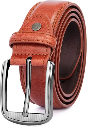 FIORETTO Cinturones de cuero genuino para hombre, cinturones de vestir de doble costura, diseños clásicos y modernos para trabajo, negocios y casual