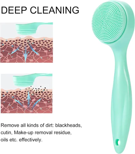 Miniatura 5 de Paquete de 2 cepillos exfoliantes de silicona para la cara, cepillo manual de limpieza facial manual, limpiador de puntos negros, cerdas suaves