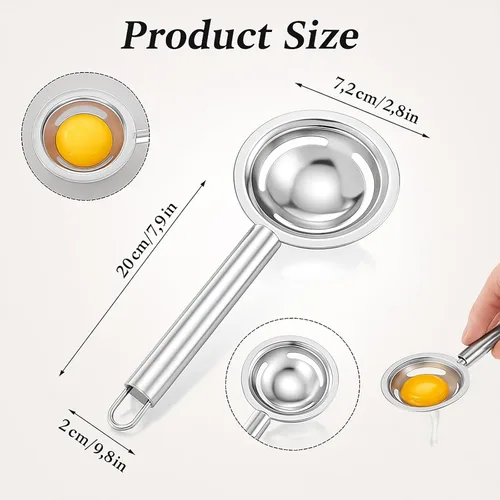Miniatura 2 de Separador de huevos de acero inoxidable, herramienta de separación blanca de yema de huevo, herramienta de separación de huevo crudo, herramienta