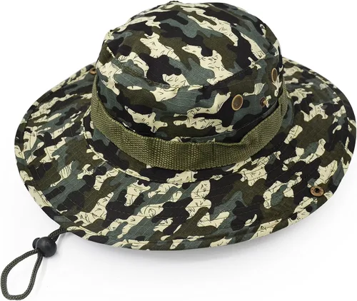 Miniatura 4 de Sombrero de protección solar de ala ancha para exteriores, clásico estilo militar de combate de EE. UU., gorra de sol para pesca, caza, campamento