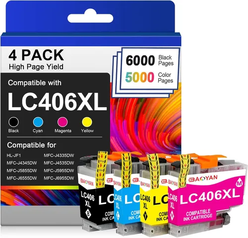LC406XL LC406 - Cartuchos de tinta para impresora Brother compatibles con cartuchos de tinta LC 406 XL, funcionan para impresora Brother MFC-J4335DW