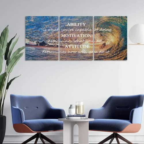 Miniatura 2 de Pósteres inspiradores motivacionales para pared, pintura en lienzo con diseño de salida del sol, mar azul, océano, paisaje natural, decoración