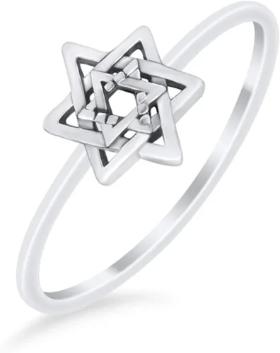Miniatura 2 de Blue Apple Co. Star of David - Anillo de plata de ley 925 maciza, Plata de ley 925