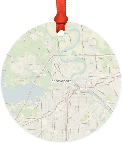 Miniatura 37 de Andaz Press Mapa de la ciudad de Estados Unidos redondo de madera natural MDF ornamento de Navidad, Akron, Ohio Vintage Mapa, 1 paquete, larga