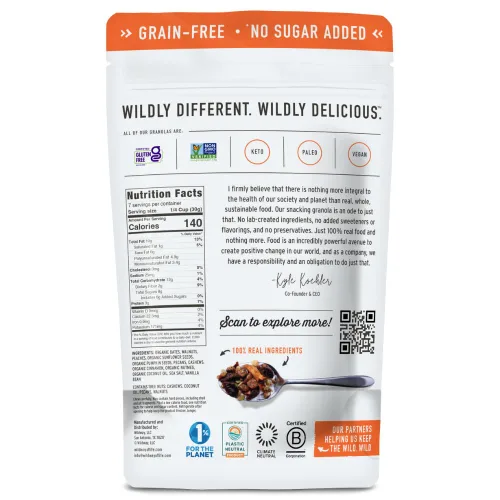Miniatura 2 de Wildway Granola Keto Nuez de durazno Cereal certificado sin gluten, sin granos, vegano, bajo en carbohidratos Sin azúcar añadido Apto