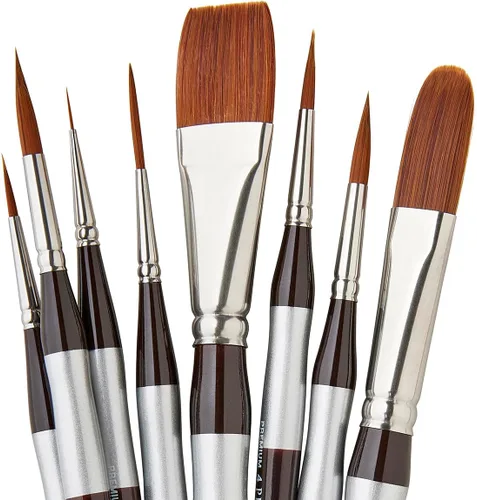 Miniatura 2 de KINGART 1070C Premium 8 Pc. pinceles de pintura acrílica de precisión para artistas, mango corto y cómodo, pelo sintético Taklon para pinturas