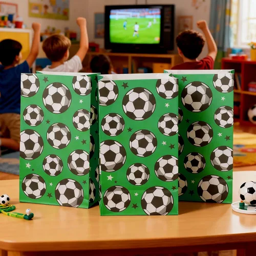 Miniatura 6 de Blulu Paquete de 30 bolsas de papel para fiesta de fútbol, bolsas de dulces para golosinas, regalo para fiestas temáticas de fútbol (verde)