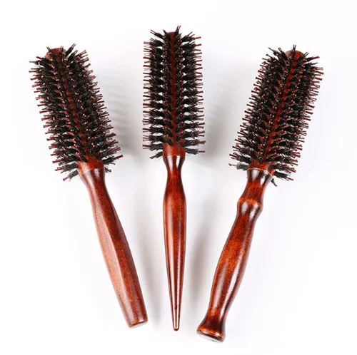 Miniatura 2 de Juego de cepillos premium 3 en 1 para mujeres y hombres: cepillo de pelo redondo de cerdas de jabalí natural, cepillo de peinado de alfiler, peine