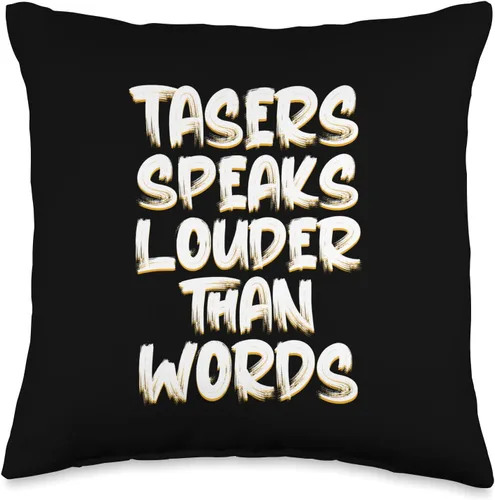 Taser in My Pocket Speak Louder Than Words Taser - Almohada eléctrica, 16 x 16 pulgadas, multicolor