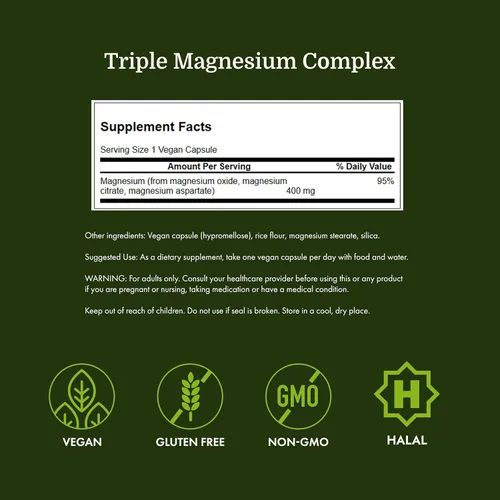 Miniatura 4 de Swanson Complejo triple de magnesio – Suplemento mineral – Soporte natural – Con citrato, óxido y aspartato
