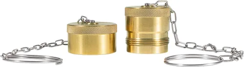 Miniatura 5 de Juego de tapones y tapón macho y hembra para acoplador estilo ala de línea húmeda de 1 pulgada, tapa antipolvo de latón con cadena de acero, 1