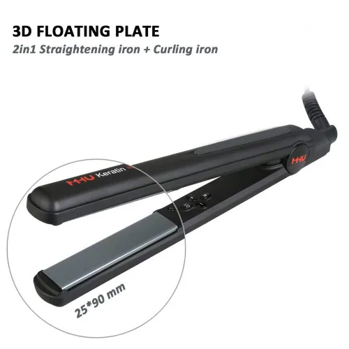 Miniatura 4 de MHU - Plancha profesional de hierro plano de queratina de 1 pulgada de turmalina, plancha de pelo de cerámica, calentamiento instantáneo, apagado
