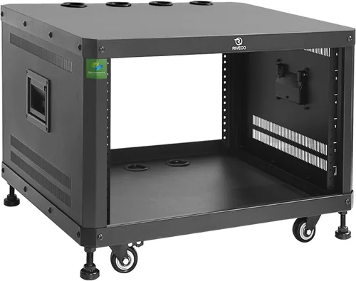 RIVECO POMU - Estante estéreo y de estudio de 6U con ruedas giratorias, gabinete de red rodante, estante de audio de marco abierto para grabación de