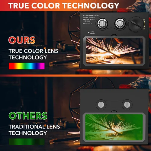 Miniatura 3 de Casco de soldadura con oscurecimiento automático, capucha de soldadura de color verdadero, máscara de soldadura alimentada por energía solar