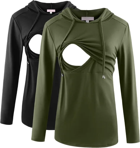 Miniatura 54 de Bhome Camisa de lactancia de manga larga con capucha para lactancia materna