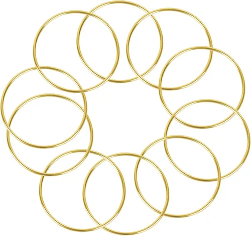 Miniatura 11 de Framendino, Paquete de 12 anillos de macramé de 3 pulgadas de metal plateado floral para decoración de coronas de Navidad, atrapasueños