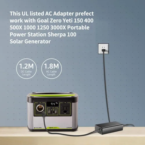 Miniatura 2 de HKY Adaptador de CA de 15 V compatible con Goal Zero Yeti 150 400 200X 500X Estación de energía portátil Sherpa 100 Generador solar PN: 31901 22004