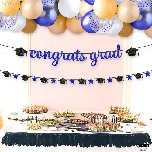 Miniatura 8 de KatchOn, Banner de felicitaciones graduadas con purpurina – 10 pies, pre-encordado Grad Garland Class of 2026 Pancartas de felicitaciones