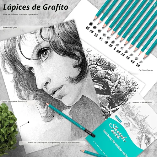 Miniatura 3 de Soucolor Paquete de 73 suministros de arte para adultos, regalos de artistas, suministros escolares, lápices de dibujo con cuaderno de bocetos