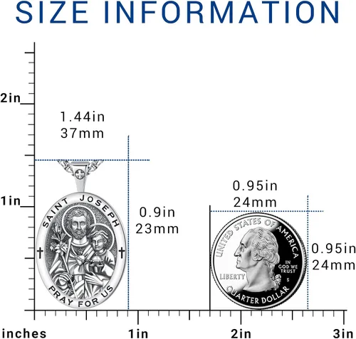 Miniatura 88 de Eusense Saint Necklace Sterling Silver 925 Protection Jewelry for Men Women Patron St Medals Amulet Pendant