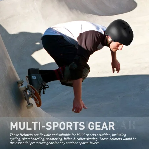 Miniatura 7 de Casco para Monopatín JBM - Casco Ligero, Ajustable y Ventilado para Patinete, Patines, Patinaje en Línea Negro
