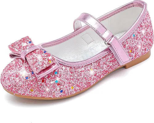 Parrosoo Zapatos de vestir para niñas, zapatos Mary Jane, zapatos de ballet, zapatos de tacón bajo para niña, escuela, princesa, zapatos de boda