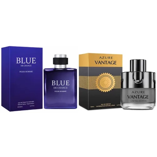 Miniatura 21 de Set de regalo de perfume para hombre, EDP, paquete de 2 (3.4 oz / 3.4 fl oz cada uno), Amazing Code Gold, AQUA DE EP BLUE, ámbar picante y azul