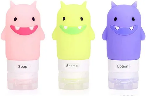 Miniatura 8 de Juego de botellas de viaje para líquidos, aprobados por la TSA a prueba de fugas, recipientes de viaje cosméticos de silicona, para champú, Pingüino