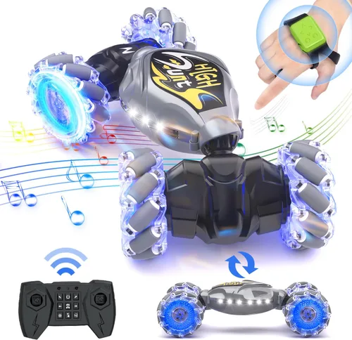 Terucle Coches RC, 2.4Ghz 4WD Nuevo Control Remoto de Vehículos de Juguete con Sensor de Gestos, Camiones de Acrobacias y Giros para Niños de 6-12