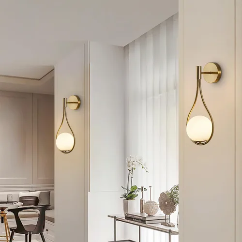 Miniatura 5 de Lámpara de pared de cristal dorada de mediados de siglo, moderna lámpara de pared con acabado de latón antiguo, lámpara de pared de mesita de noche
