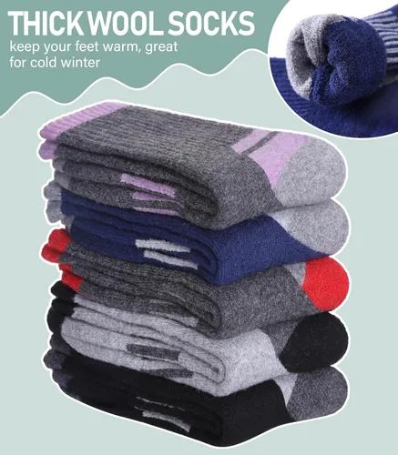 Miniatura 16 de Yebing Calcetines de senderismo de lana merina para mujer, térmicos, cálidos, para botas de invierno, con cojines, acogedores y gruesos