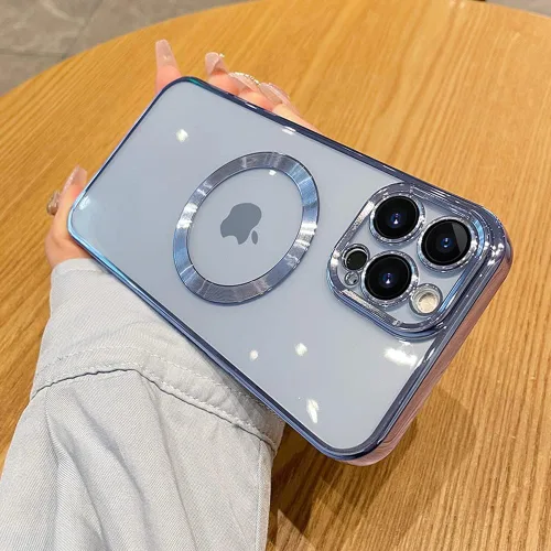 Miniatura 6 de Funda magnética transparente para iPhone 14 Pro con protector de lente de cámara, funda de protección completa compatible con MagSafe elegante funda