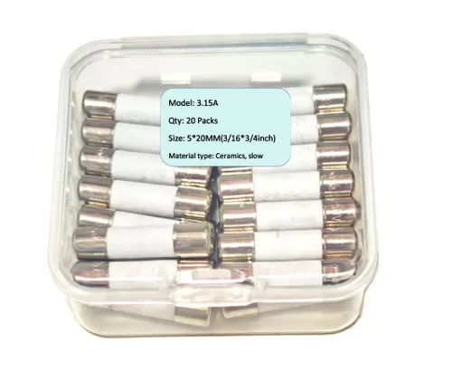 3.15A, T3.15A, 3.15AH250V, 3.15AH, fusible de cerámica, T3.15A 250V, fusible de rotura lenta 0.197 x 0.787 in/0.19 x 0.78 pulgadas (20 piezas)