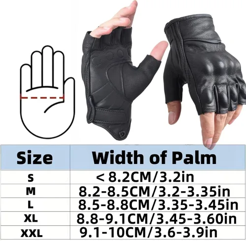 Miniatura 6 de Guantes de motocicleta de piel de cabra sin dedos para hombre, guantes de conducción transpirables para exteriores