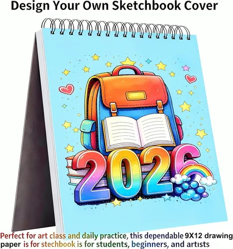 Miniatura 2 de Soucolor - Cuaderno de bocetos de 9 x 12 pulgadas, paquete de 1 de 100 hojas, encuadernado en espiral, libre de ácido (68 libras/100 g/m²), bloc