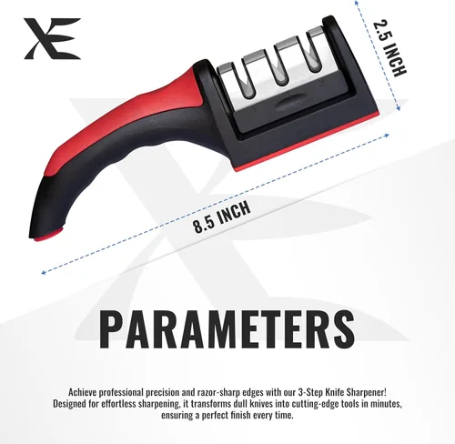 Miniatura 2 de XE - Afilador de cuchillos de cocina – Afiladores de cuchillos manuales de 3 etapas para afilar cuchillos para el hogar y el restaurante, piedra