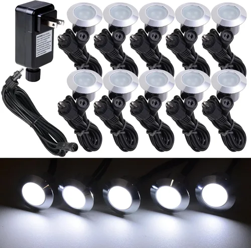 Miniatura 12 de Yescom Paquete de 5 luces LED de aluminio para terraza, iluminación de paisaje de bajo voltaje de 12 V, blanco cálido de 3000 K, IP67, impermeable