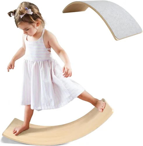 Miniatura 10 de Gentle Monster - Tabla de equilibrio oscilante de madera, juguete de madera natural Montessori para niños pequeños y adultos; juguete de aprendizaje