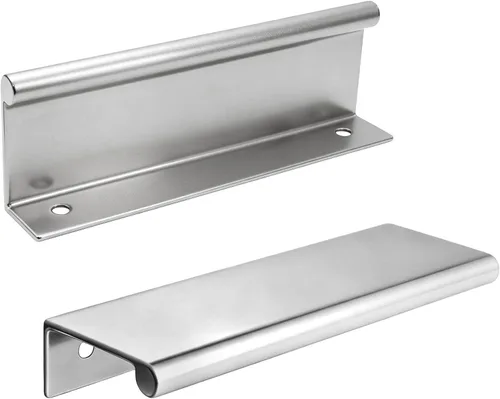 Miniatura 6 de Tiradores negros de 1.38 pulgadas para gabinete, 10 unidades, espacio entre agujeros de 0.63 pulgadas, tiradores de borde de aleación de aluminio