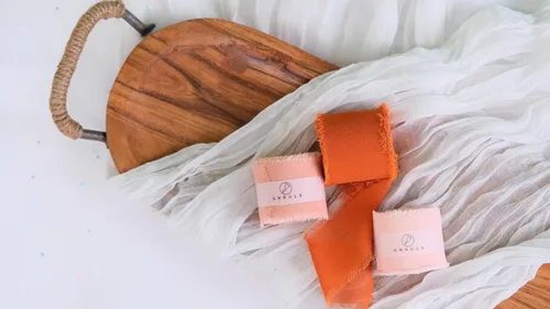 Miniatura 6 de Juego de 3 rollos de cinta de gasa de gasa hecha a mano con flecos de 1.5 pulgadas x 7 yardas para decoración de flores, invitaciones de boda