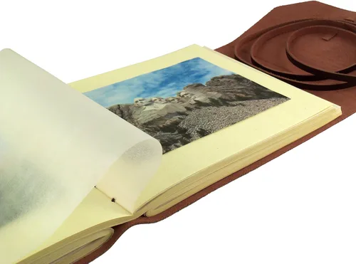 Miniatura 7 de Álbum de fotos rústico de cuero genuino con caja de regalo, páginas estilo álbum de recortes, capacidad para 100 fotos de 4 x 6 o 5 x 7 pulgadas