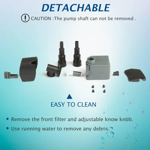 Miniatura 6 de WaterRebirth (HSUP-1400F) Bomba de agua sumergible con chorros de fuente - Bomba de estanque - Bomba sumergible - Bomba de fuente de agua - Bomba